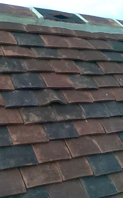Bat access tiles fitted on a handmade clay tile roof