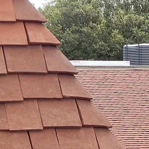 Bespoke hip tiles on the building