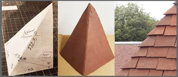 Bespoke handmade clay hip tiles on a finished roof