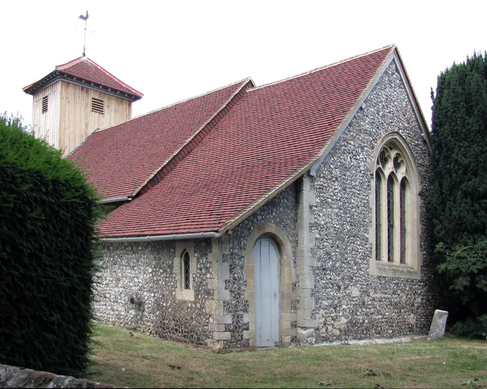 Flint church roofed in handmade clay tiles