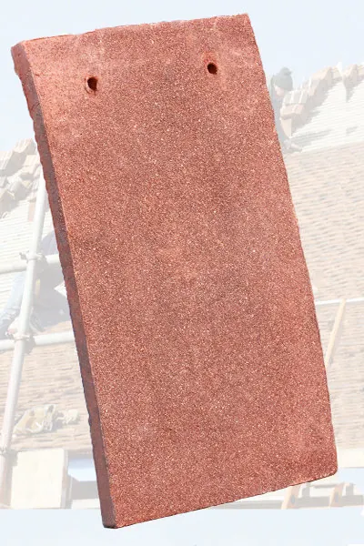 Russet Brown handmade clay tiles laid on a sample panel