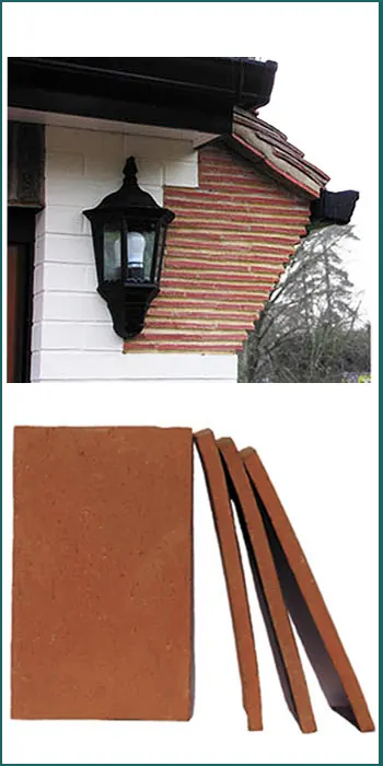 Clay creasing tiles used as a projecting sill and a wall capping