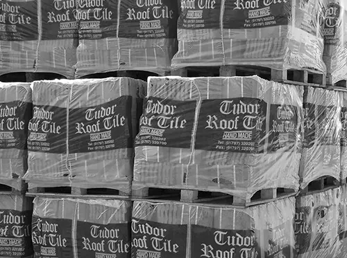 Pallets of finished tiles ready for delivery