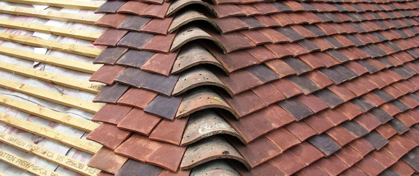 Ridge and tiles close up
