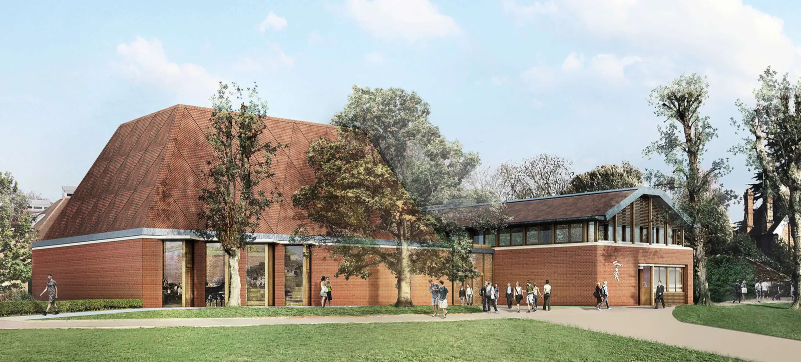 Award-winning roof of bespoke handmade tiles at King’s College School, Wimbledon